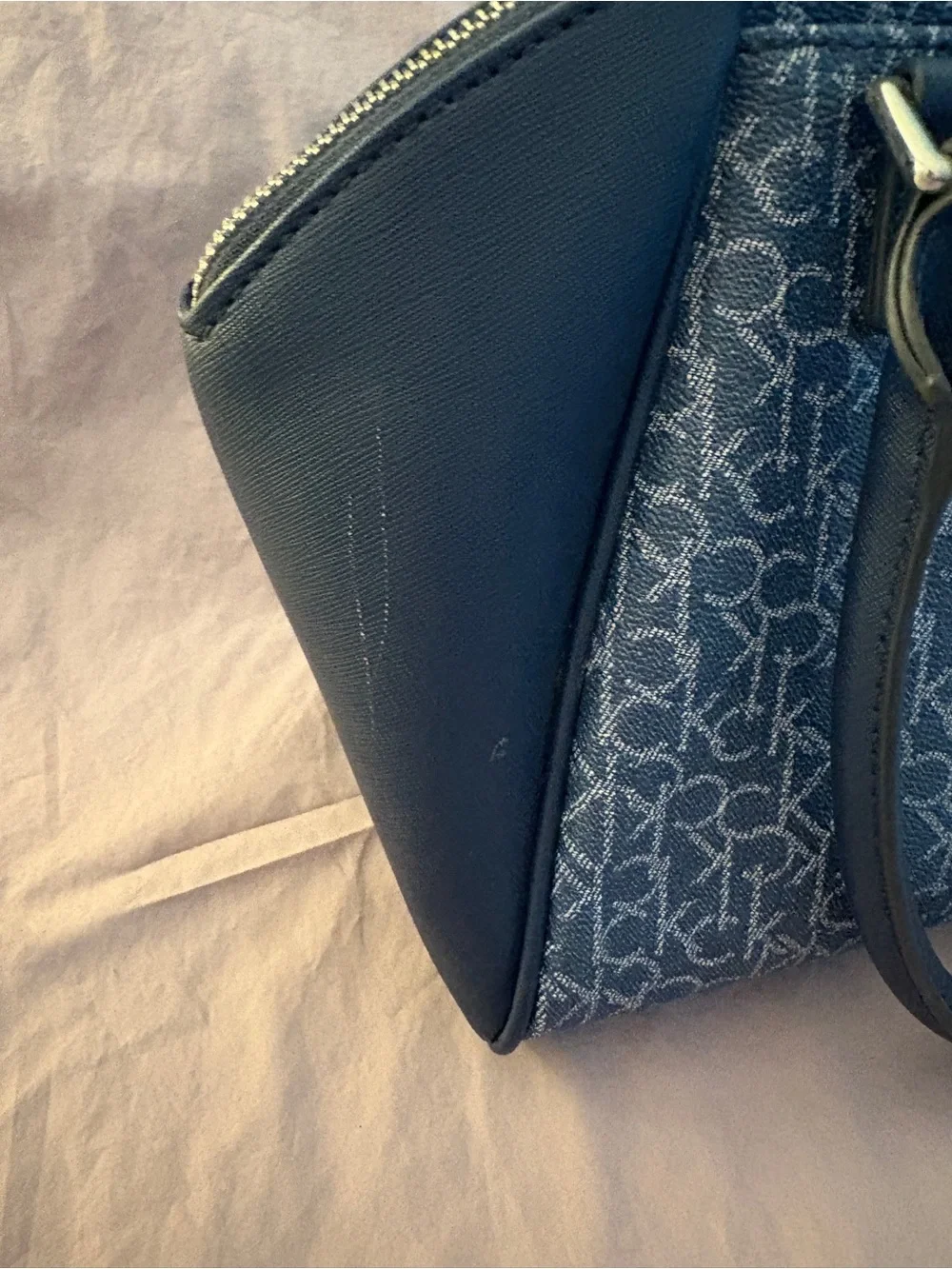 Calvin Klein Denim Logo Satchel in Navy